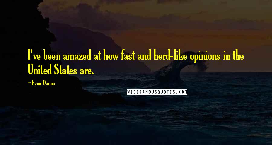 Evan Osnos Quotes: I've been amazed at how fast and herd-like opinions in the United States are.