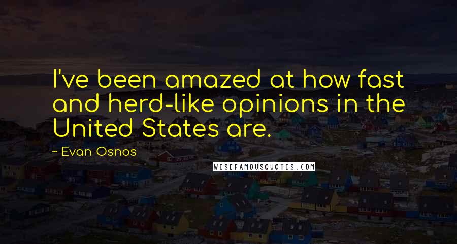 Evan Osnos Quotes: I've been amazed at how fast and herd-like opinions in the United States are.