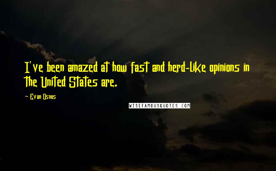 Evan Osnos Quotes: I've been amazed at how fast and herd-like opinions in the United States are.