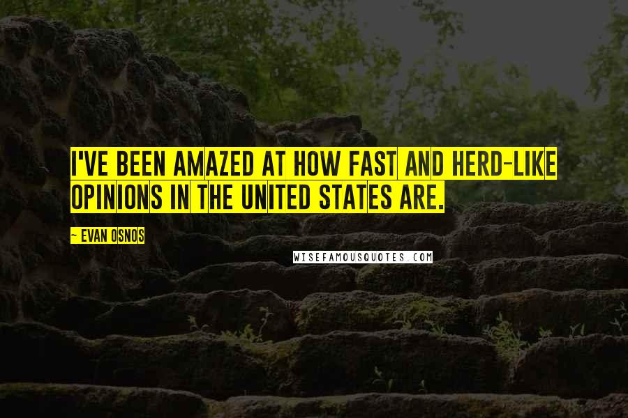 Evan Osnos Quotes: I've been amazed at how fast and herd-like opinions in the United States are.