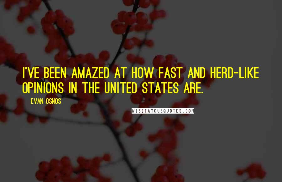 Evan Osnos Quotes: I've been amazed at how fast and herd-like opinions in the United States are.