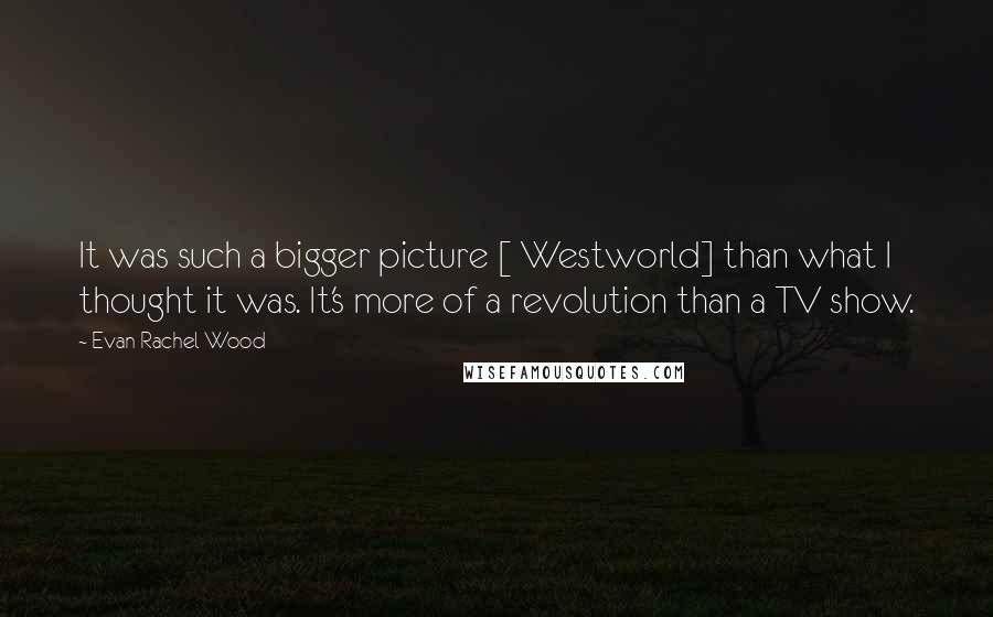 Evan Rachel Wood Quotes: It was such a bigger picture [ Westworld] than what I thought it was. It's more of a revolution than a TV show.
