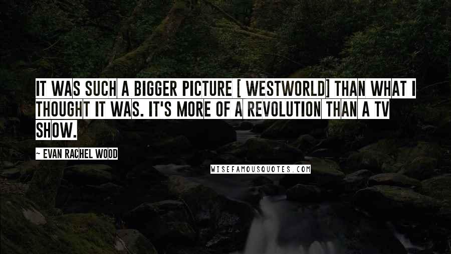 Evan Rachel Wood Quotes: It was such a bigger picture [ Westworld] than what I thought it was. It's more of a revolution than a TV show.
