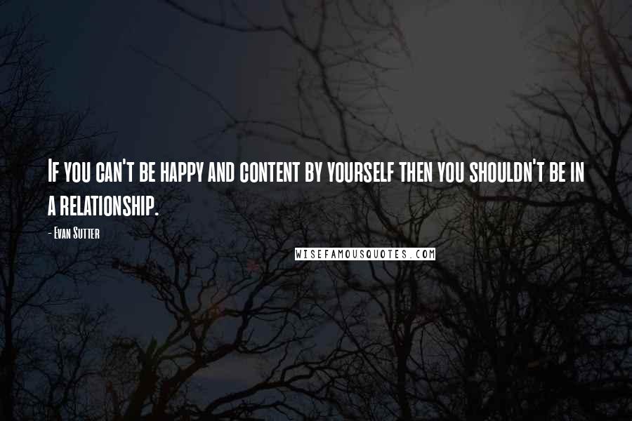 Evan Sutter Quotes: If you can't be happy and content by yourself then you shouldn't be in a relationship.