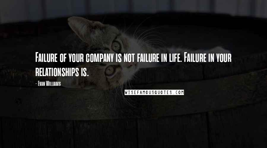 Evan Williams Quotes: Failure of your company is not failure in life. Failure in your relationships is.