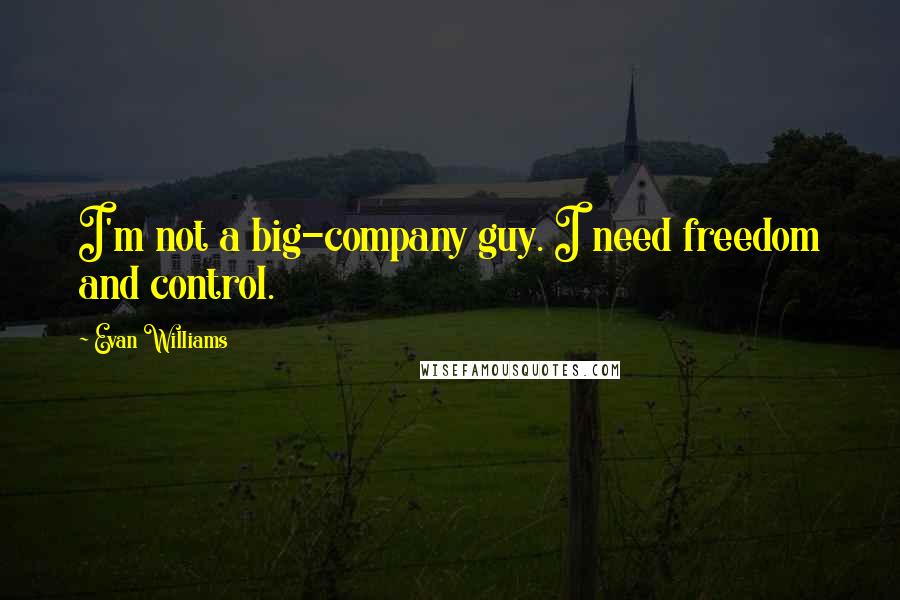 Evan Williams Quotes: I'm not a big-company guy. I need freedom and control.