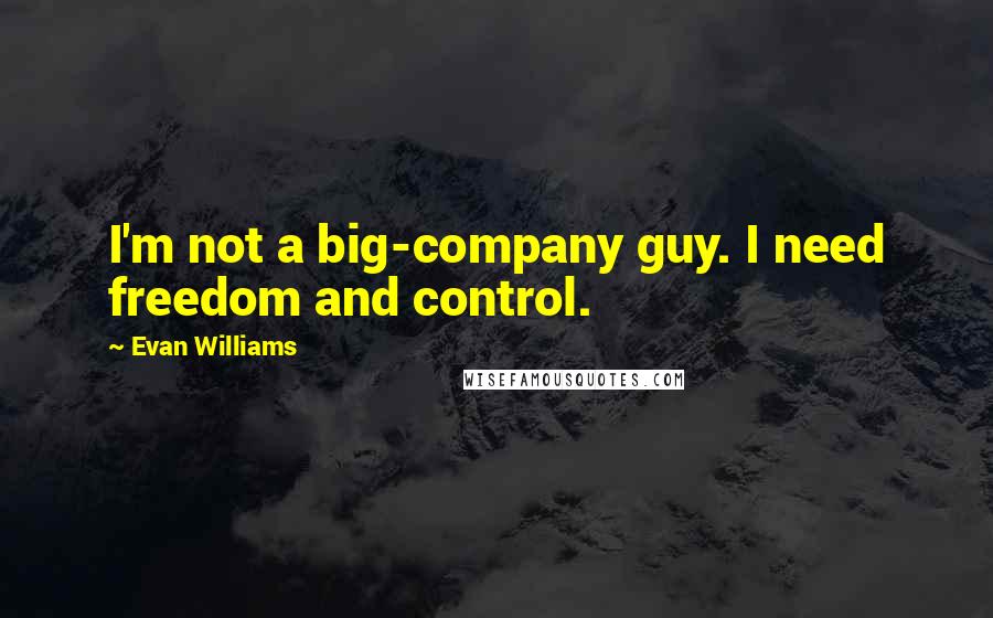 Evan Williams Quotes: I'm not a big-company guy. I need freedom and control.