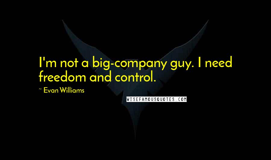 Evan Williams Quotes: I'm not a big-company guy. I need freedom and control.