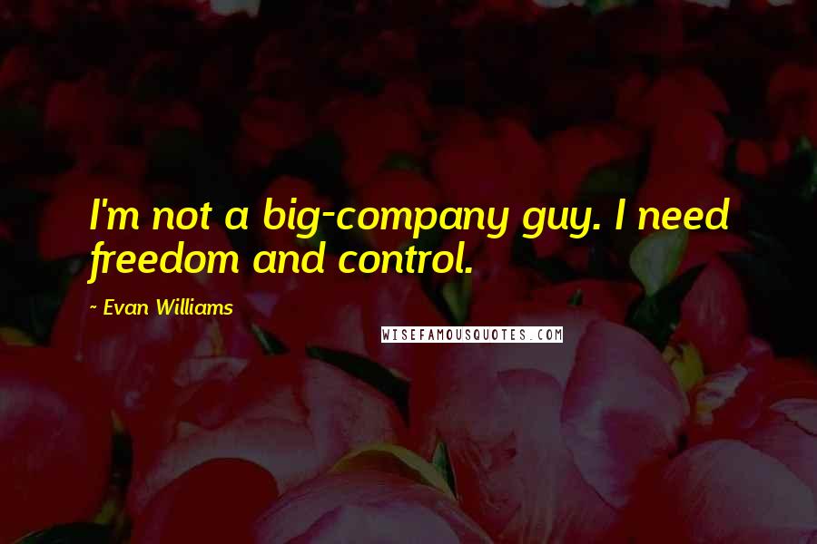 Evan Williams Quotes: I'm not a big-company guy. I need freedom and control.
