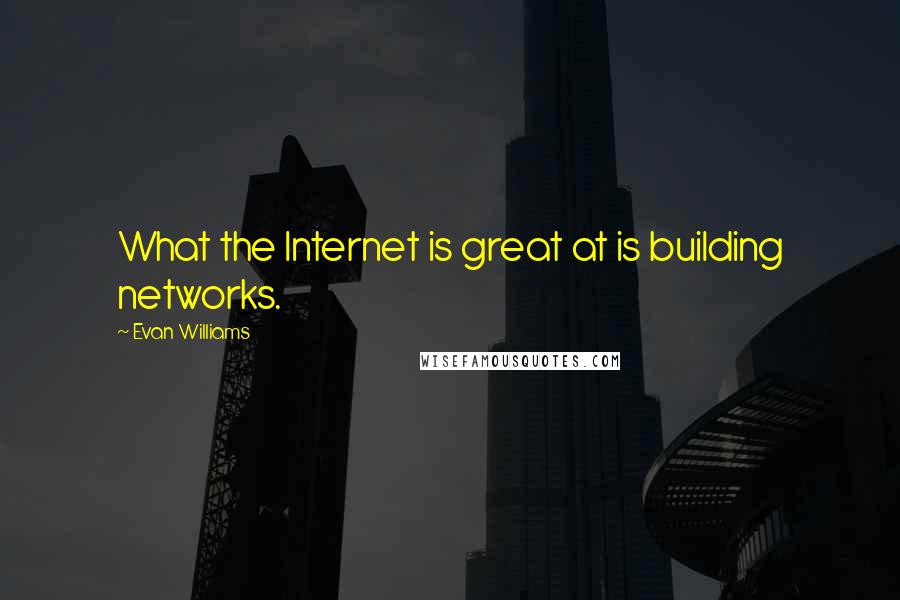 Evan Williams Quotes: What the Internet is great at is building networks.