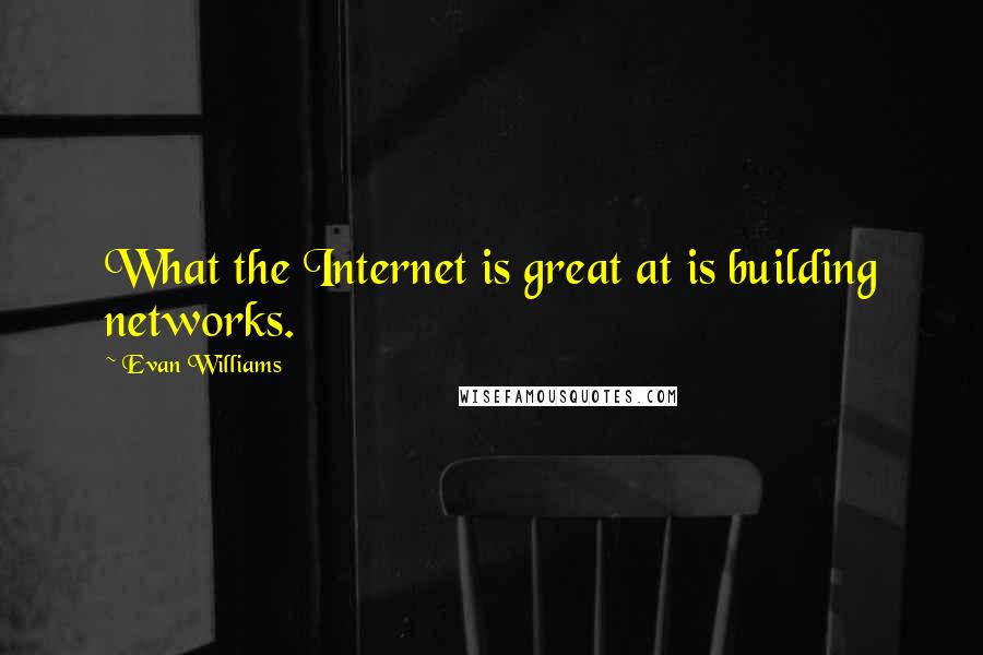 Evan Williams Quotes: What the Internet is great at is building networks.