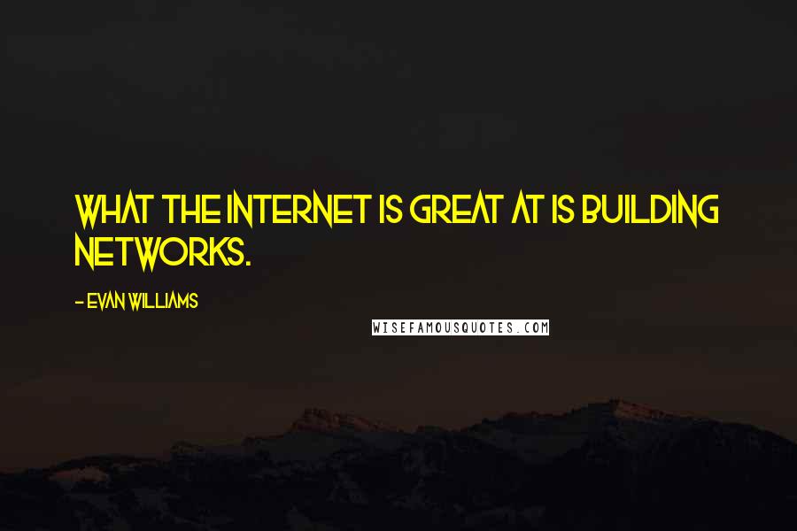 Evan Williams Quotes: What the Internet is great at is building networks.