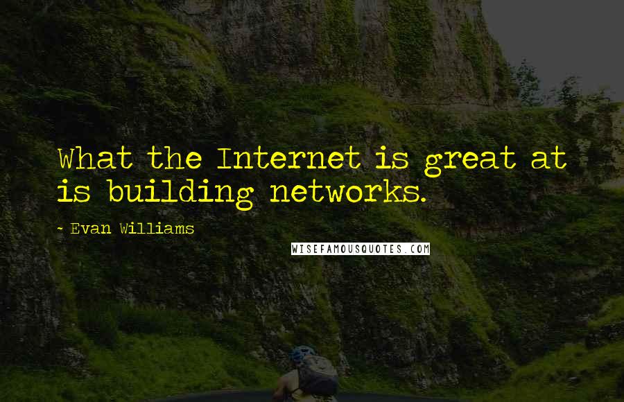 Evan Williams Quotes: What the Internet is great at is building networks.