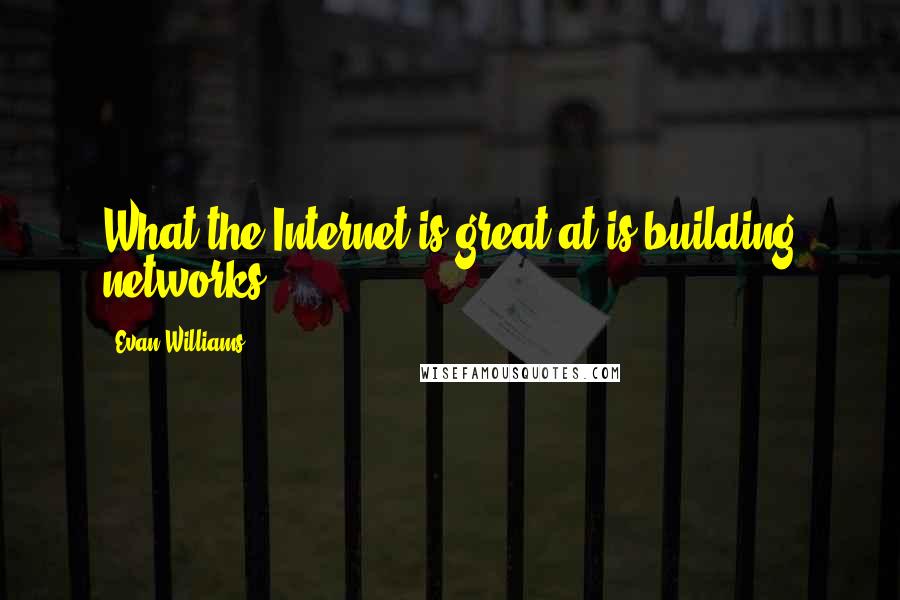 Evan Williams Quotes: What the Internet is great at is building networks.