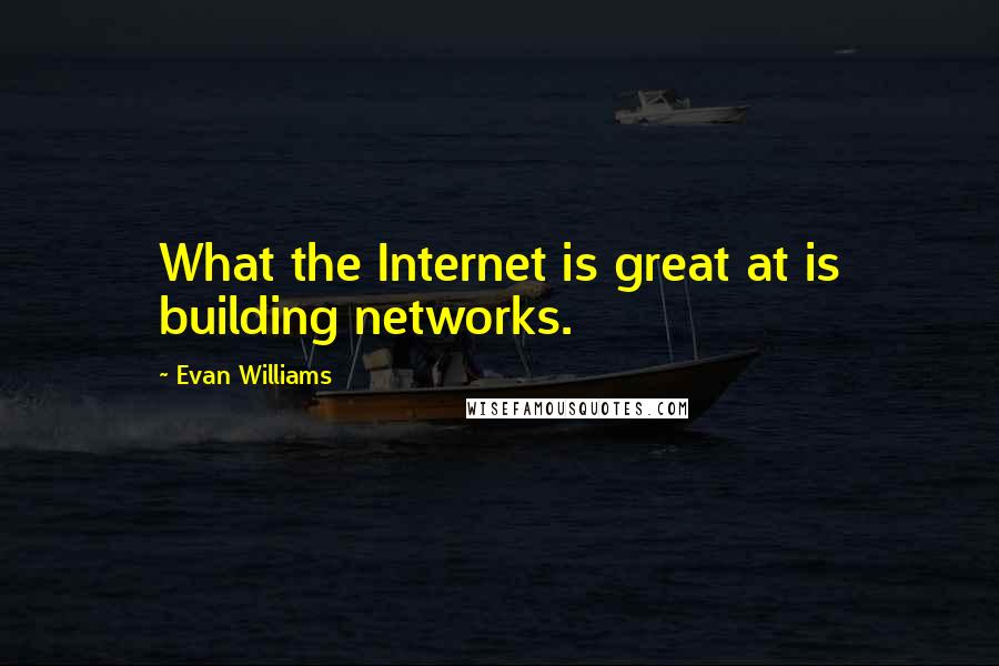 Evan Williams Quotes: What the Internet is great at is building networks.