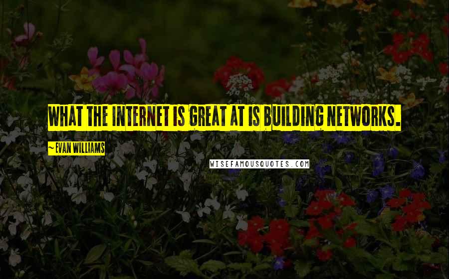 Evan Williams Quotes: What the Internet is great at is building networks.