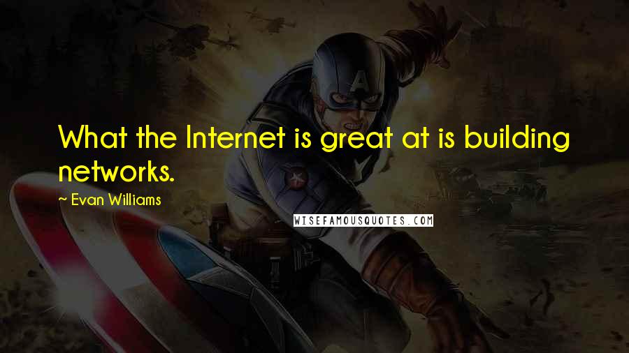 Evan Williams Quotes: What the Internet is great at is building networks.