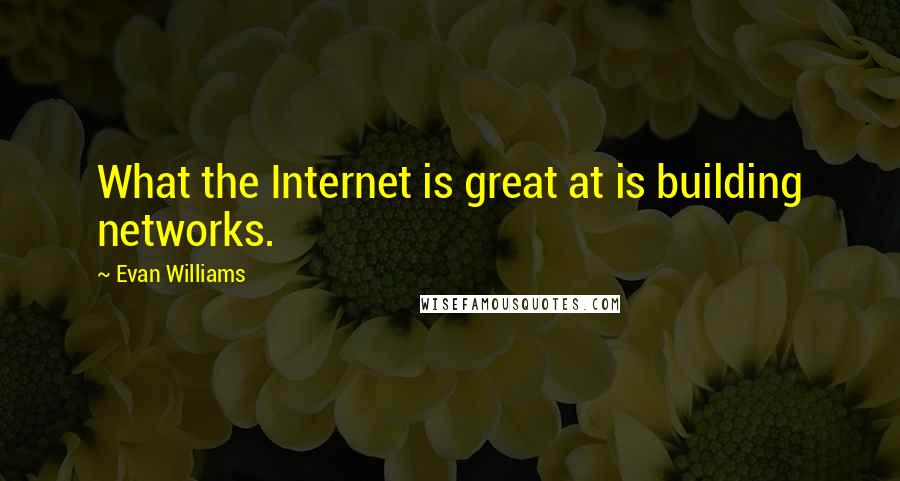 Evan Williams Quotes: What the Internet is great at is building networks.
