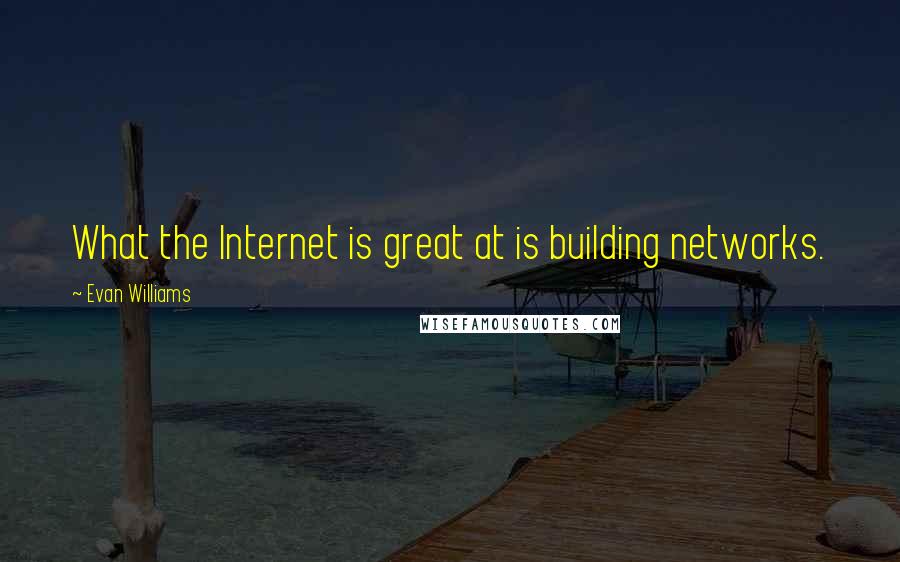 Evan Williams Quotes: What the Internet is great at is building networks.