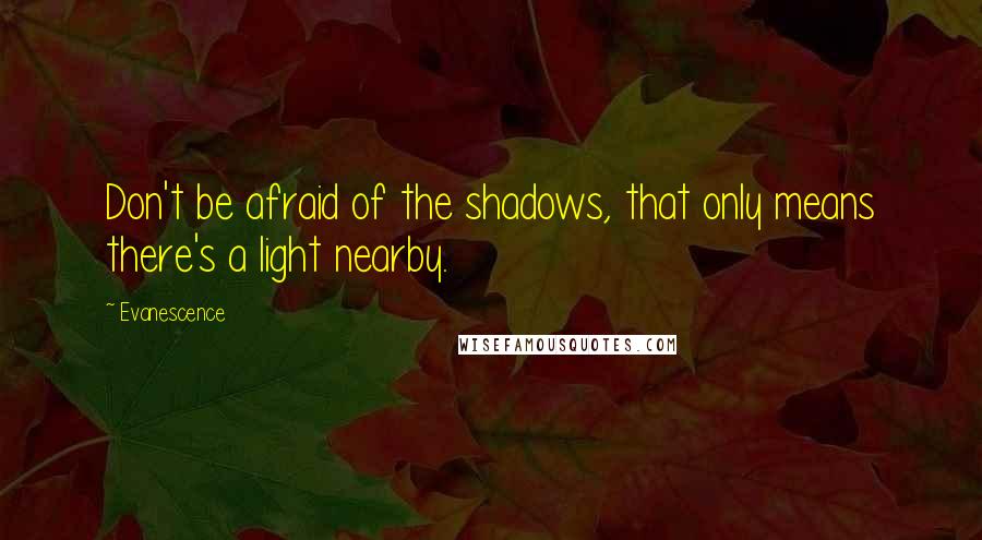 Evanescence Quotes: Don't be afraid of the shadows, that only means there's a light nearby.
