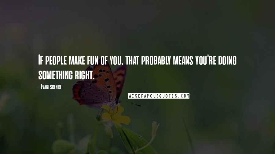 Evanescence Quotes: If people make fun of you, that probably means you're doing something right.