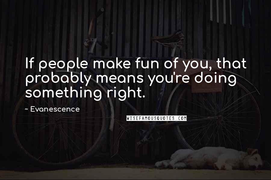 Evanescence Quotes: If people make fun of you, that probably means you're doing something right.