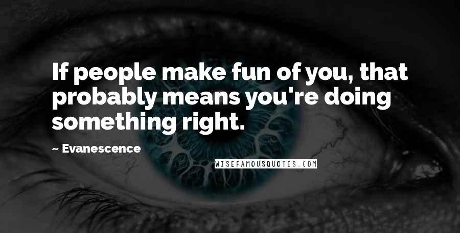 Evanescence Quotes: If people make fun of you, that probably means you're doing something right.