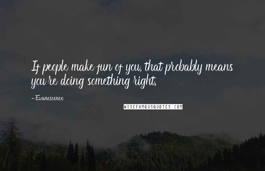 Evanescence Quotes: If people make fun of you, that probably means you're doing something right.