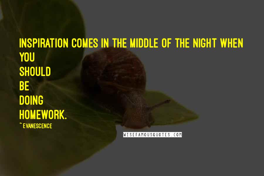 Evanescence Quotes: Inspiration comes in the middle of the night when you should be doing homework.