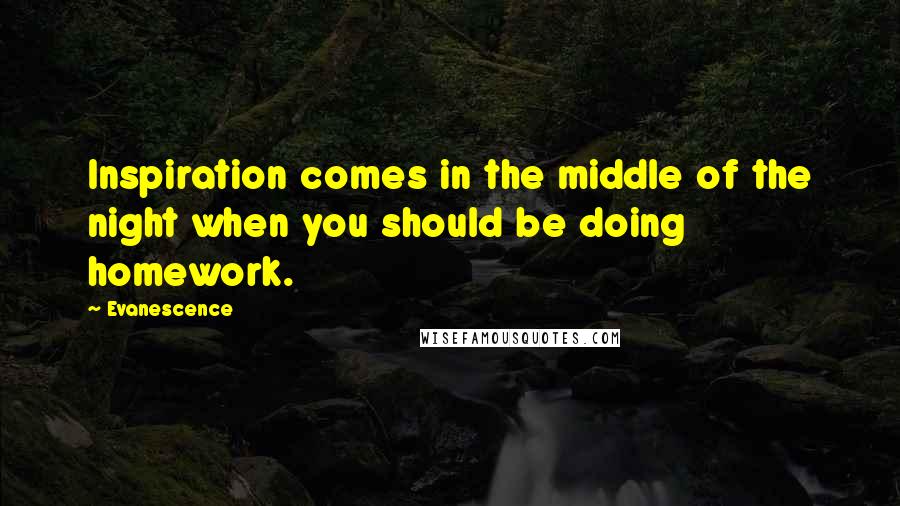 Evanescence Quotes: Inspiration comes in the middle of the night when you should be doing homework.