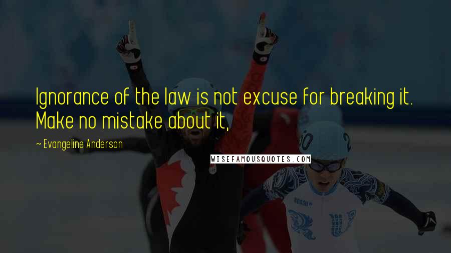 Evangeline Anderson Quotes: Ignorance of the law is not excuse for breaking it. Make no mistake about it,