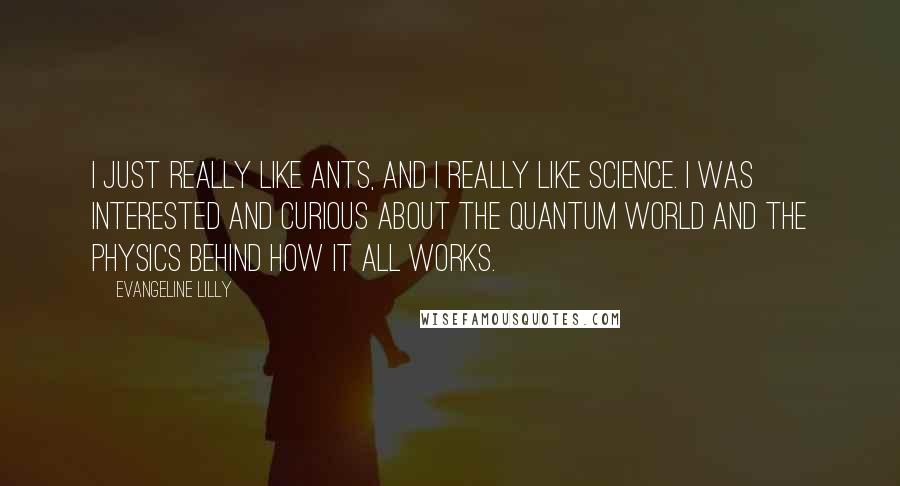 Evangeline Lilly Quotes: I just really like ants, and I really like science. I was interested and curious about the quantum world and the physics behind how it all works.