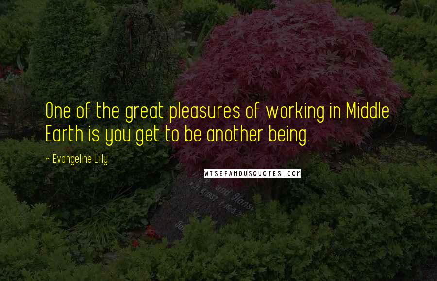 Evangeline Lilly Quotes: One of the great pleasures of working in Middle Earth is you get to be another being.