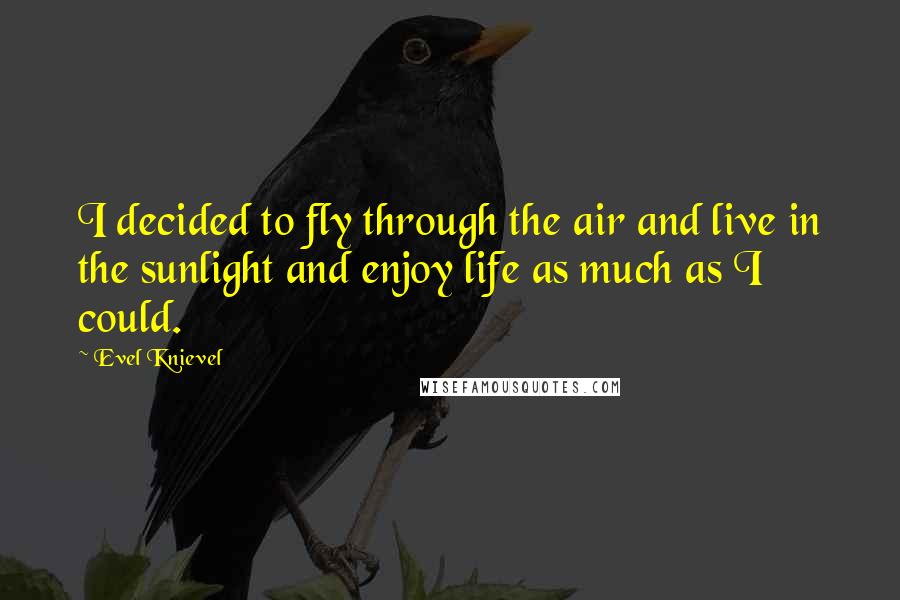 Evel Knievel Quotes: I decided to fly through the air and live in the sunlight and enjoy life as much as I could.