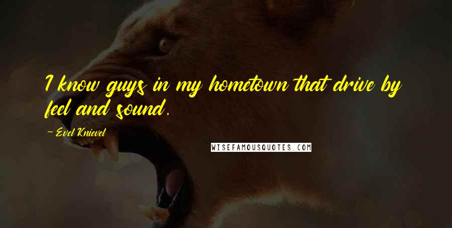 Evel Knievel Quotes: I know guys in my hometown that drive by feel and sound.