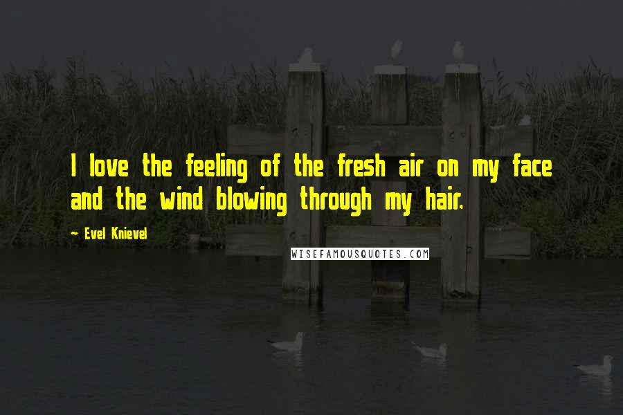 Evel Knievel Quotes: I love the feeling of the fresh air on my face and the wind blowing through my hair.