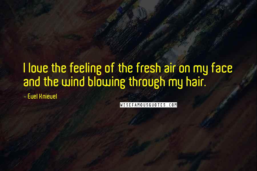 Evel Knievel Quotes: I love the feeling of the fresh air on my face and the wind blowing through my hair.