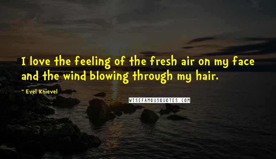 Evel Knievel Quotes: I love the feeling of the fresh air on my face and the wind blowing through my hair.