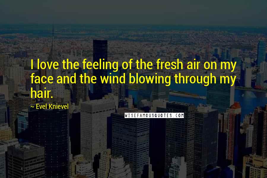 Evel Knievel Quotes: I love the feeling of the fresh air on my face and the wind blowing through my hair.