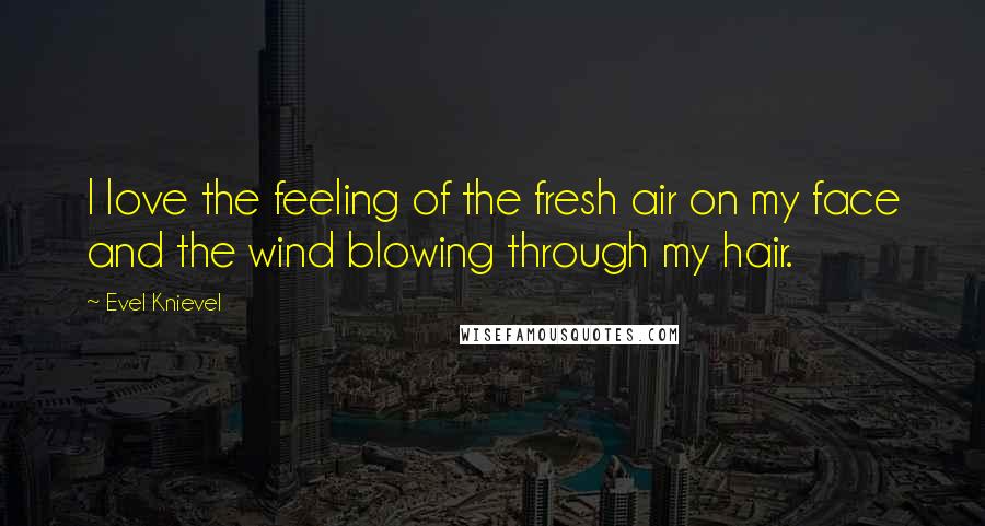 Evel Knievel Quotes: I love the feeling of the fresh air on my face and the wind blowing through my hair.