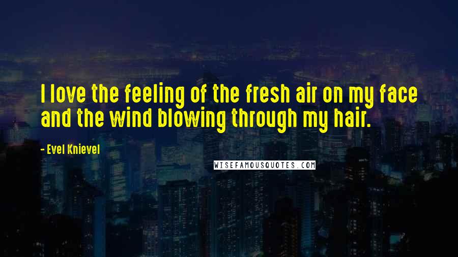 Evel Knievel Quotes: I love the feeling of the fresh air on my face and the wind blowing through my hair.