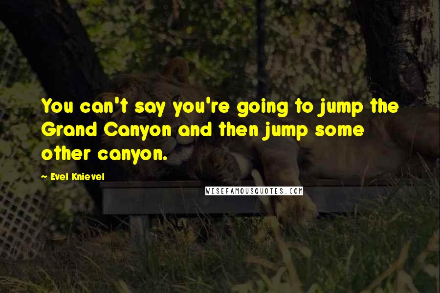 Evel Knievel Quotes: You can't say you're going to jump the Grand Canyon and then jump some other canyon.