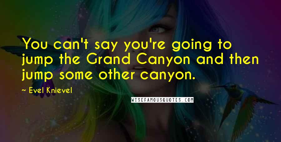 Evel Knievel Quotes: You can't say you're going to jump the Grand Canyon and then jump some other canyon.