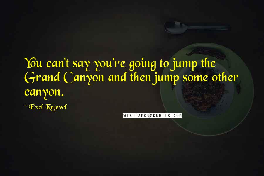 Evel Knievel Quotes: You can't say you're going to jump the Grand Canyon and then jump some other canyon.