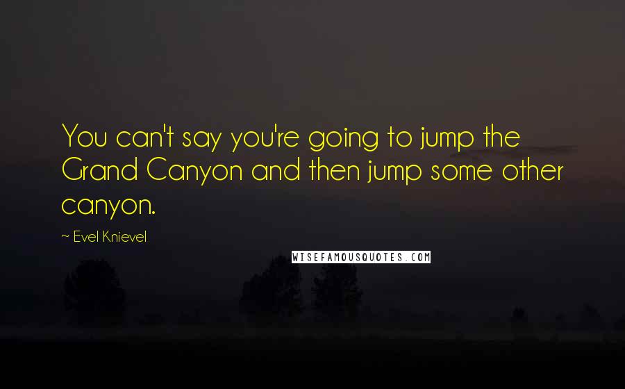 Evel Knievel Quotes: You can't say you're going to jump the Grand Canyon and then jump some other canyon.