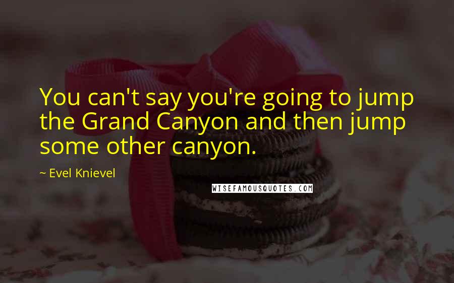 Evel Knievel Quotes: You can't say you're going to jump the Grand Canyon and then jump some other canyon.