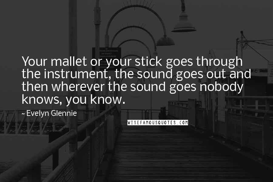 Evelyn Glennie Quotes: Your mallet or your stick goes through the instrument, the sound goes out and then wherever the sound goes nobody knows, you know.