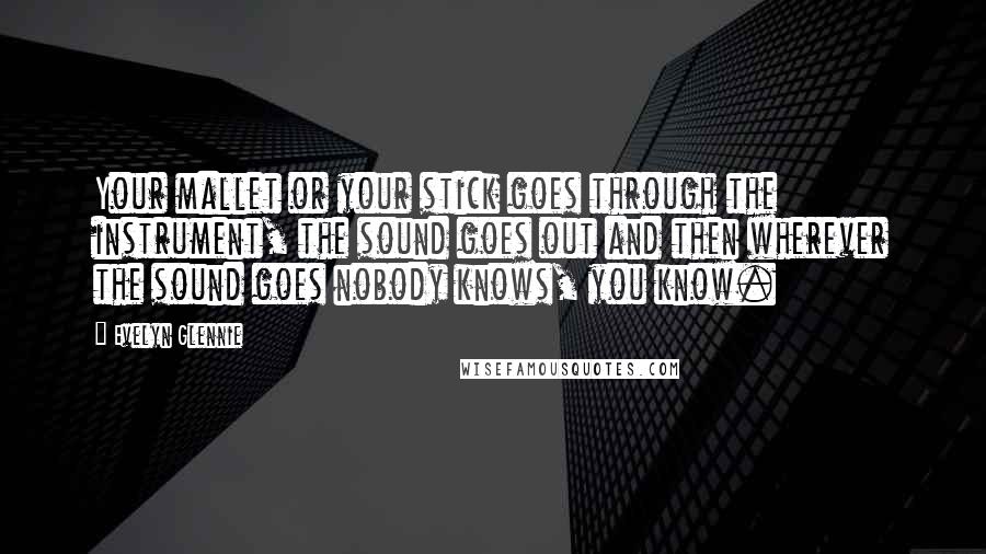 Evelyn Glennie Quotes: Your mallet or your stick goes through the instrument, the sound goes out and then wherever the sound goes nobody knows, you know.