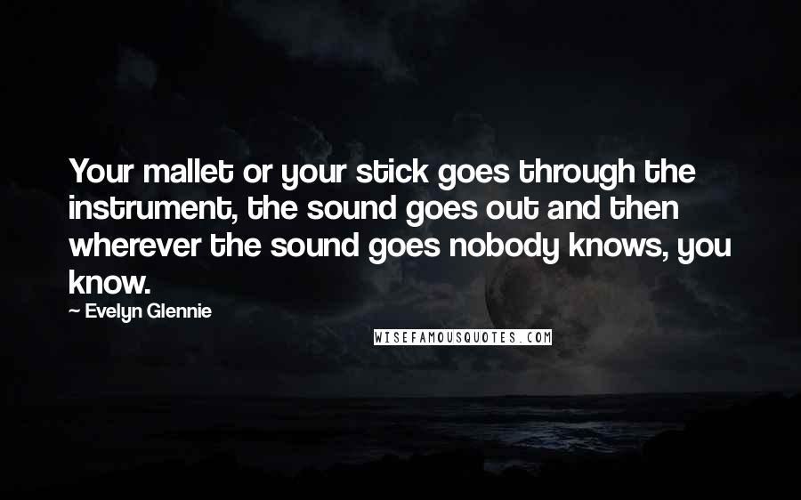 Evelyn Glennie Quotes: Your mallet or your stick goes through the instrument, the sound goes out and then wherever the sound goes nobody knows, you know.