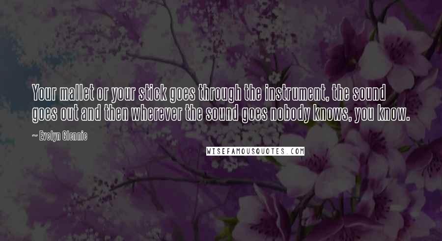 Evelyn Glennie Quotes: Your mallet or your stick goes through the instrument, the sound goes out and then wherever the sound goes nobody knows, you know.